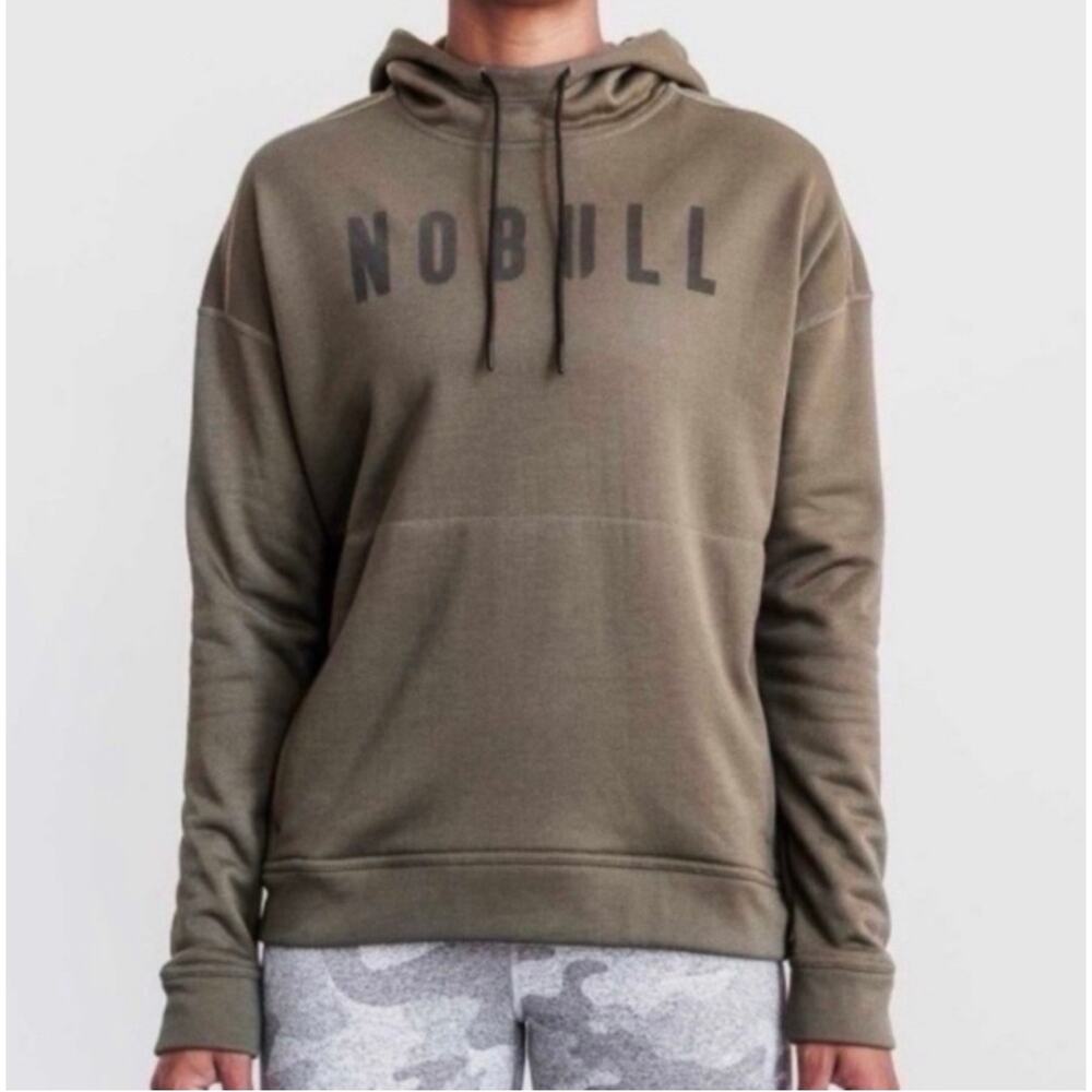 NWT NOBULL Army Green /Black Logo Fleece Training Hoodie Hooded Sweatshirt S